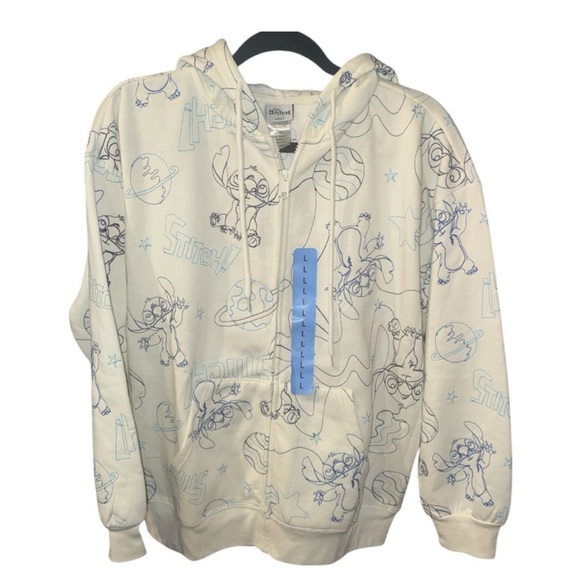 Disney Jackets & Blazers - Disney Cream Jacket with Blue Stitch Embroidered  Design